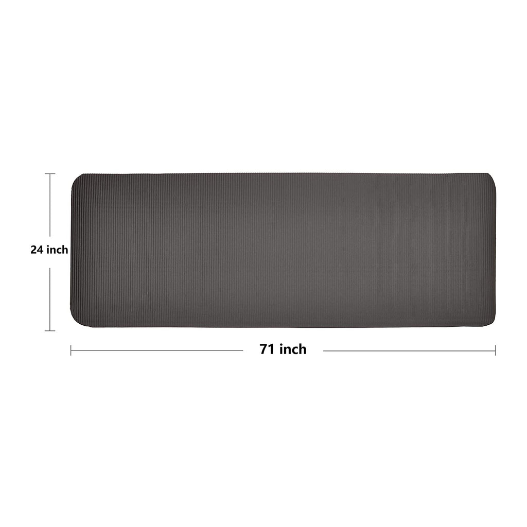 Balancefrom All Purpose 1/2-Inch Extra Thick High Density Anti-Tear Exercise Yoga Mat And Knee Pad With Carrying Strap, Black