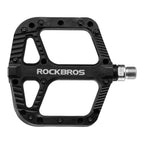 Rock Bros Mountain Bike Pedals Nylon Composite Bearing 9/16'' Mtb Bicycle Pedals With Wide Flat Platform Black