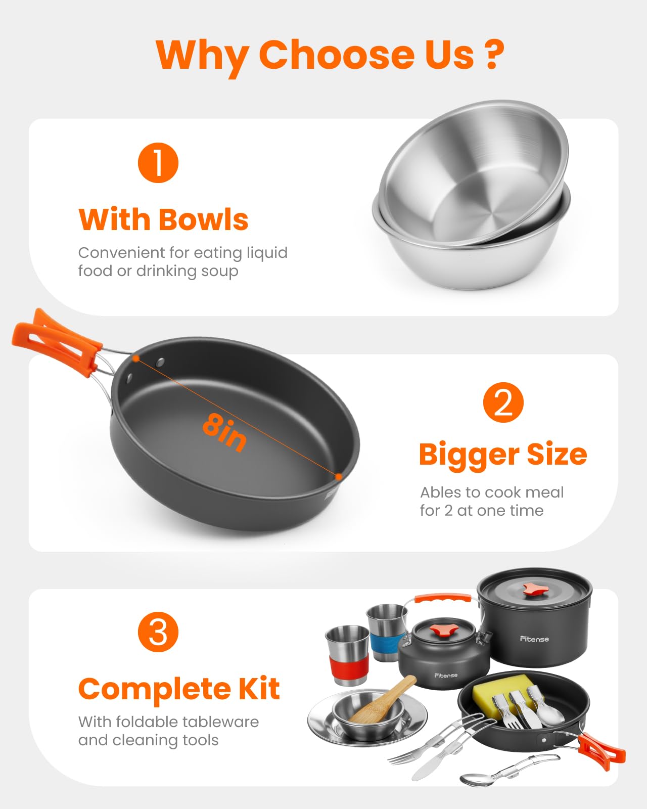 Fitense 22Pcs Camping Cookware Mess Kit For 2, Lightweight Camping Kitchen Pots And Pans Set, Portable Camping Essentials For Ba