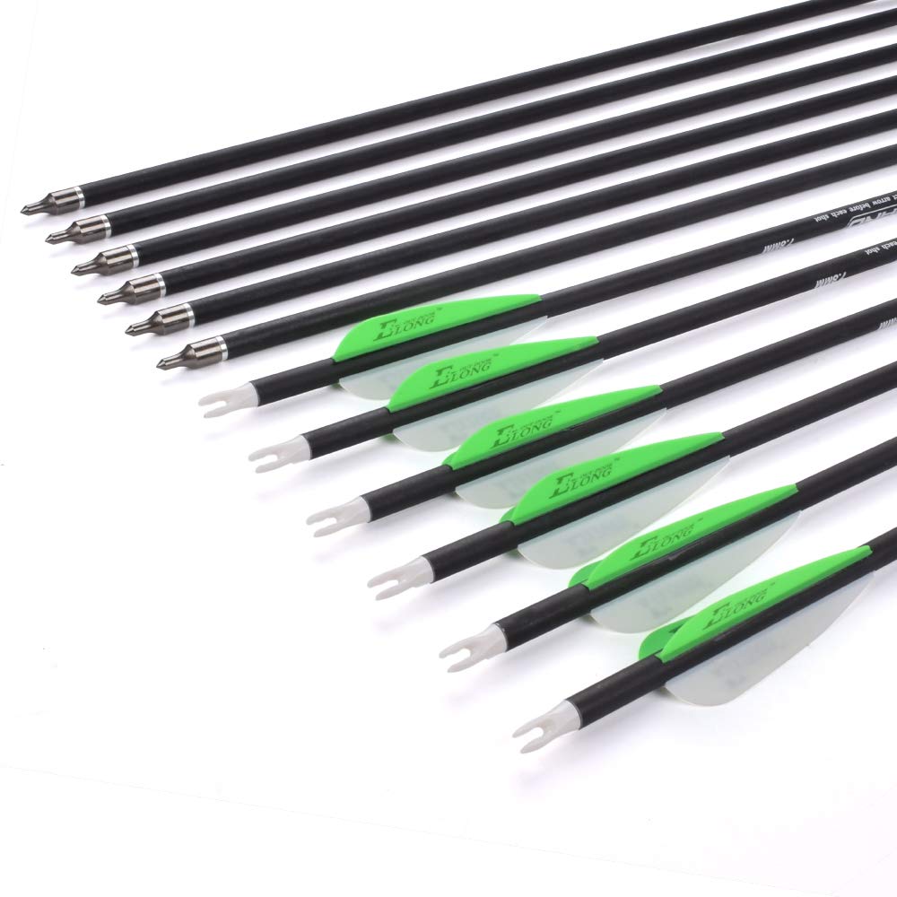 Yls Archery 26Inch Carbon Arrow Practice Hunting Arrows With 100 Grain Removable Tips For Compound & Recurve Bows (Pack Of 12)