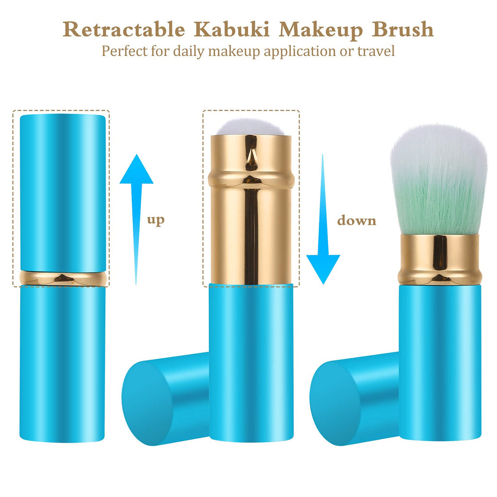 Falliny Retractable Kabuki Makeup Brushes, Travel Mini Face Blush Brush, Portable Powder Brush With Cover For Blush, Bronzer, Bu