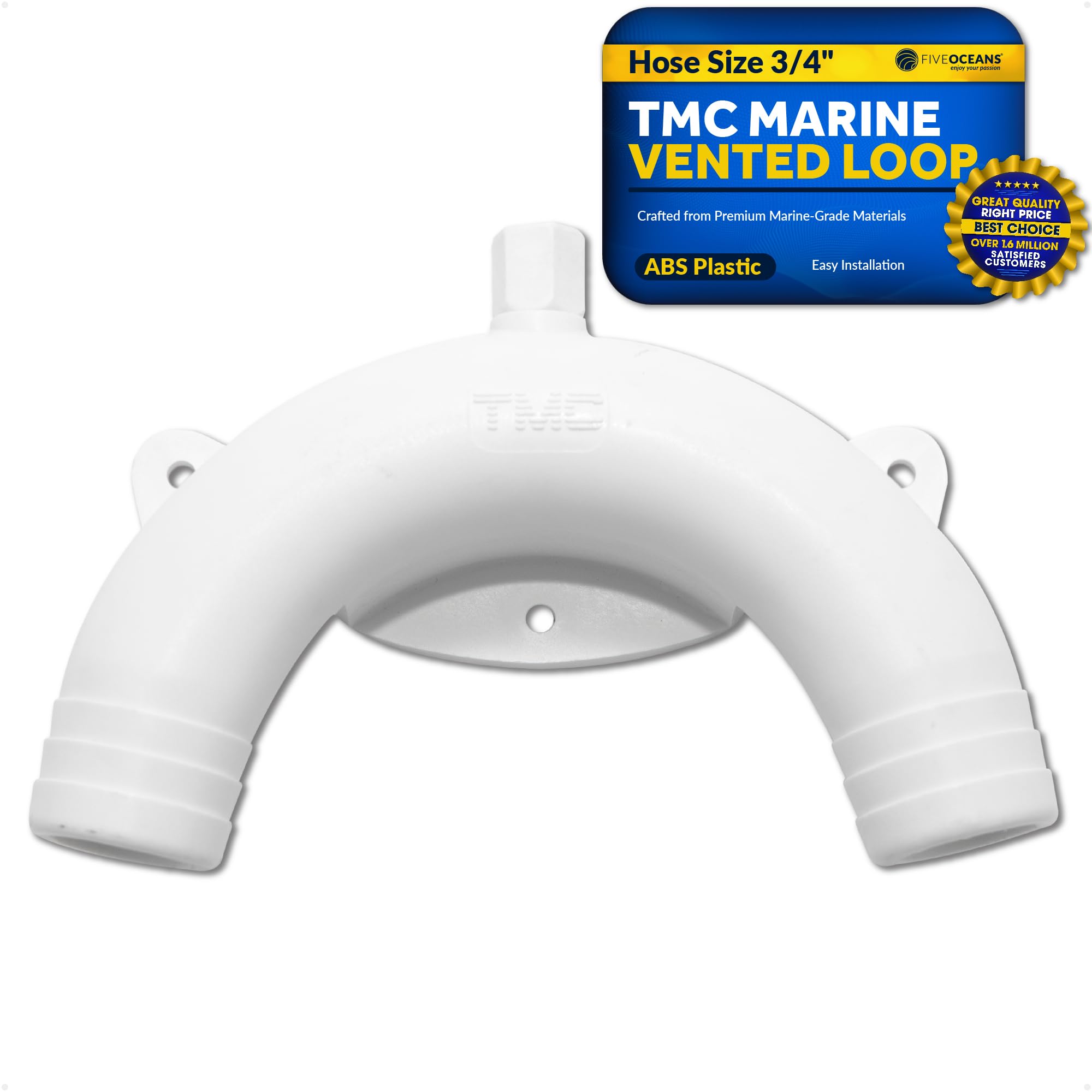 TMC Marine Vented Loop for Boats and RVs, 3/4 Inches Hose - Prevents Siphoning in Inlet and Discharge Plumbing Systems - FO2420