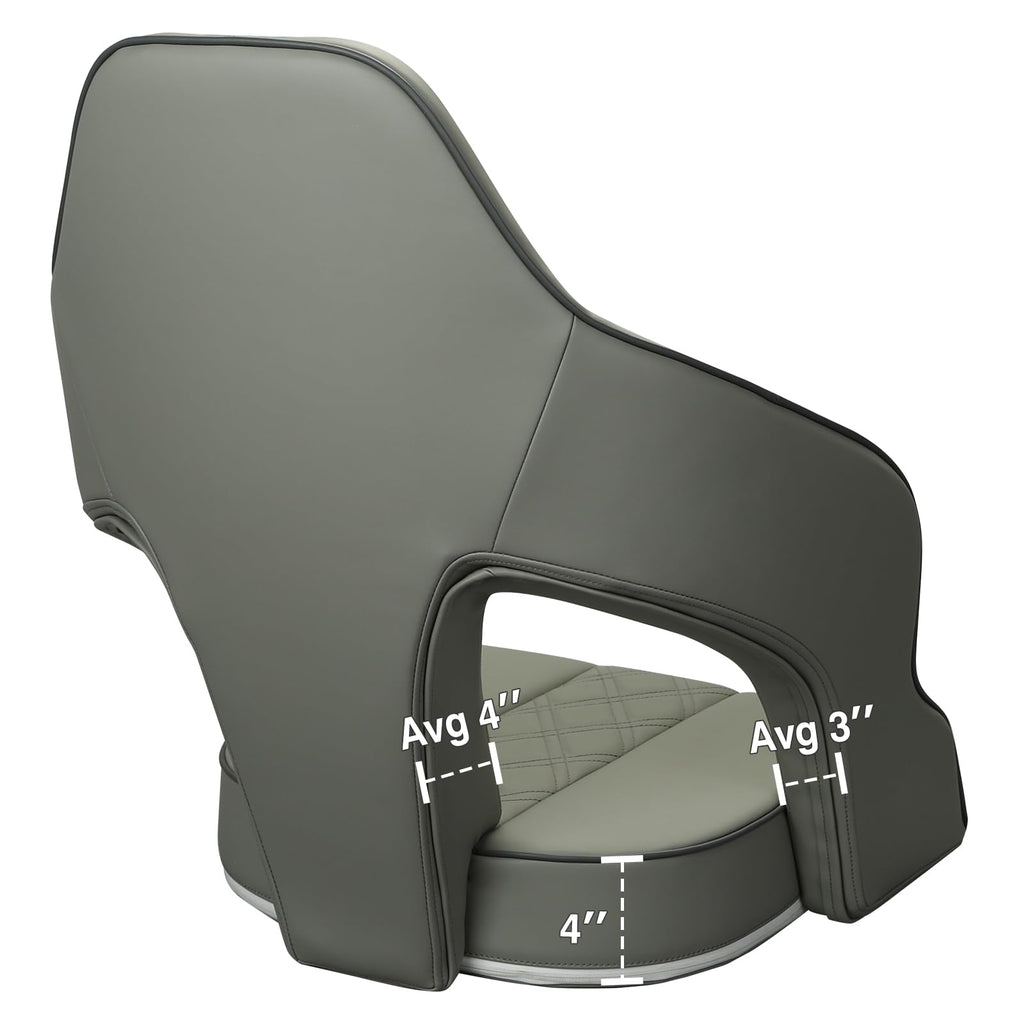 ERGOSEAT Deluxe Pro High Back Boat Seat Pontoon Captains Bucket Seat Boat Seat with Armrests (Light Gray/Light Gray/Charcoal)