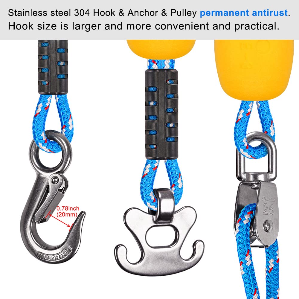 Benelabel Boat Tow Harness With Stainless Steel Pulley And Quick Connector For Water Sports - Self Centering And Floating Design