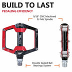 Black Red 528 Shanmashi Mountain Bike Mtb Pedals Aluminium Bicycle Bmx Flat Pedal With Removable Non-Slip Studs 9/16