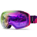 Outdoormaster Ski Goggles Pro - Frameless, Interchangeable Lens 100% Uv400 Protection Snow Goggles For Men & Women (Pink-Purple 