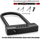 Ushake Bike Combination U Lock, Heavy Duty Bike Combination U Lock Paddle Lock For Bicycle Electric Scooter Motorcycles Metal Fe