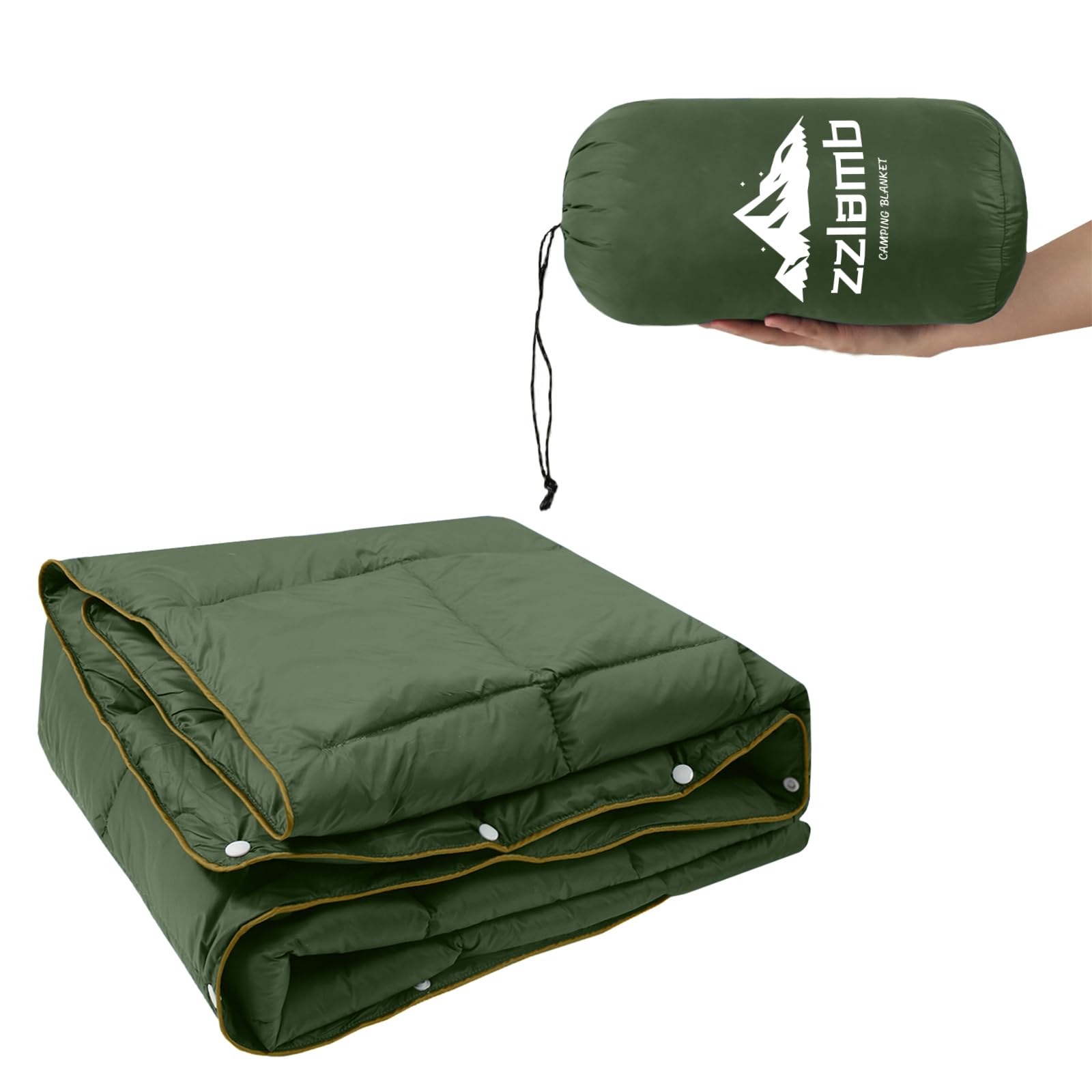 Zzlamb Puffy Camping Blanket Packable Small Size For Kid, Lightweight Water-Repellent Down Alternative Throw Blanket Compact, Wa