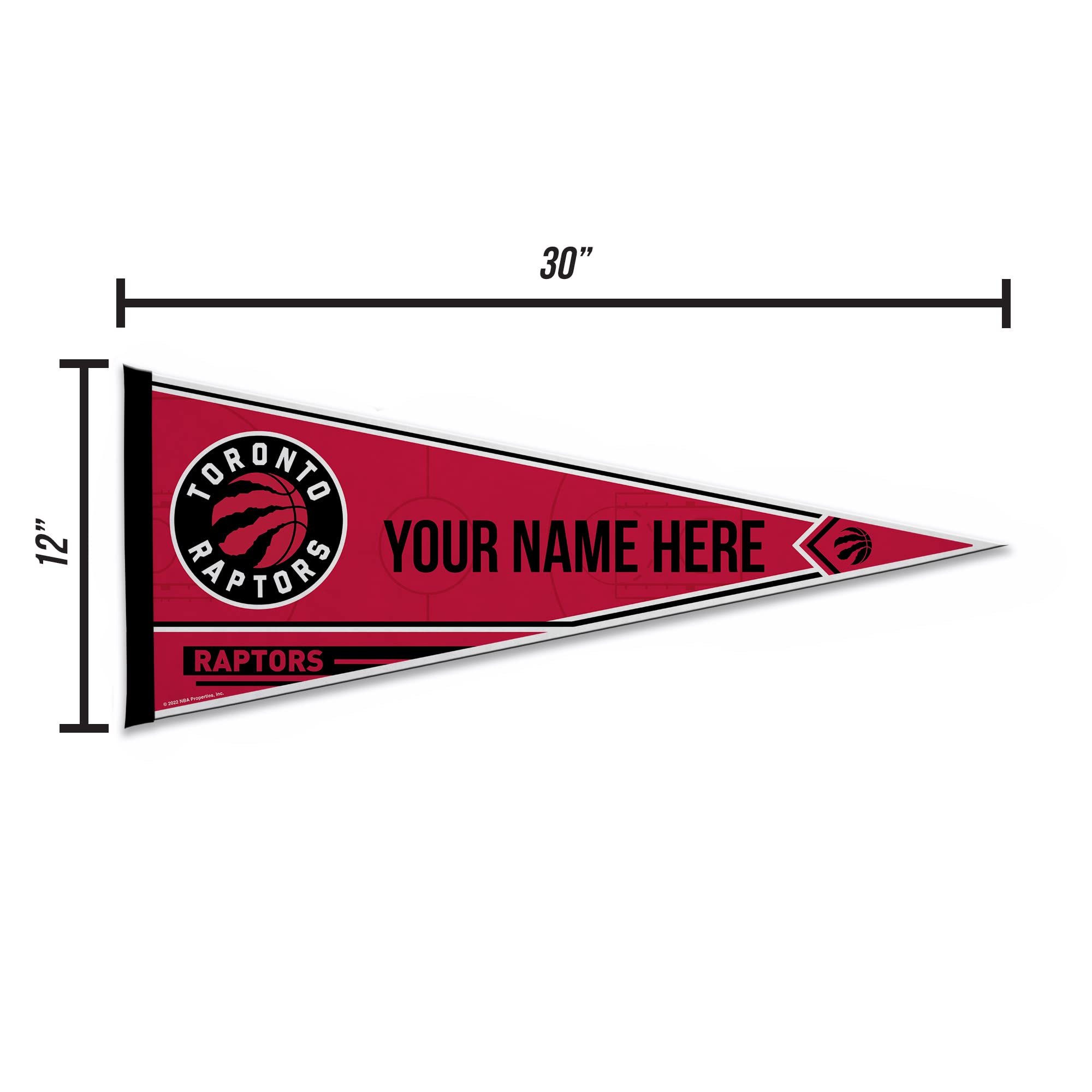 Rico Industries Nba Basketball Toronto Raptors Personalized - Custom 12'' X 30'' Soft Felt Pennant - Ez To Hang
