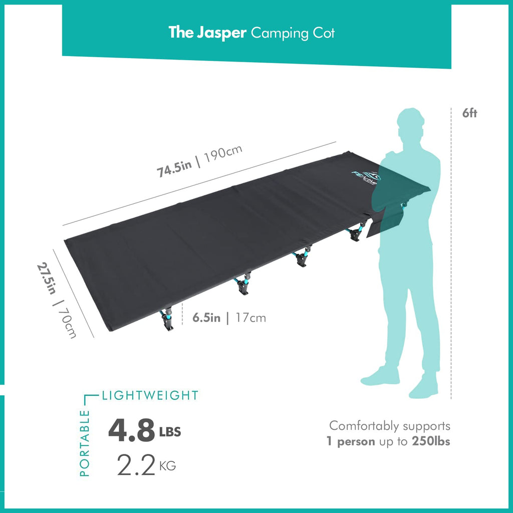 Fe Active Folding Camping Cot - Lightweight, Compact & Portable Camping Bed, Comfortable Sleeping Cots For Adults & Kids - Camp