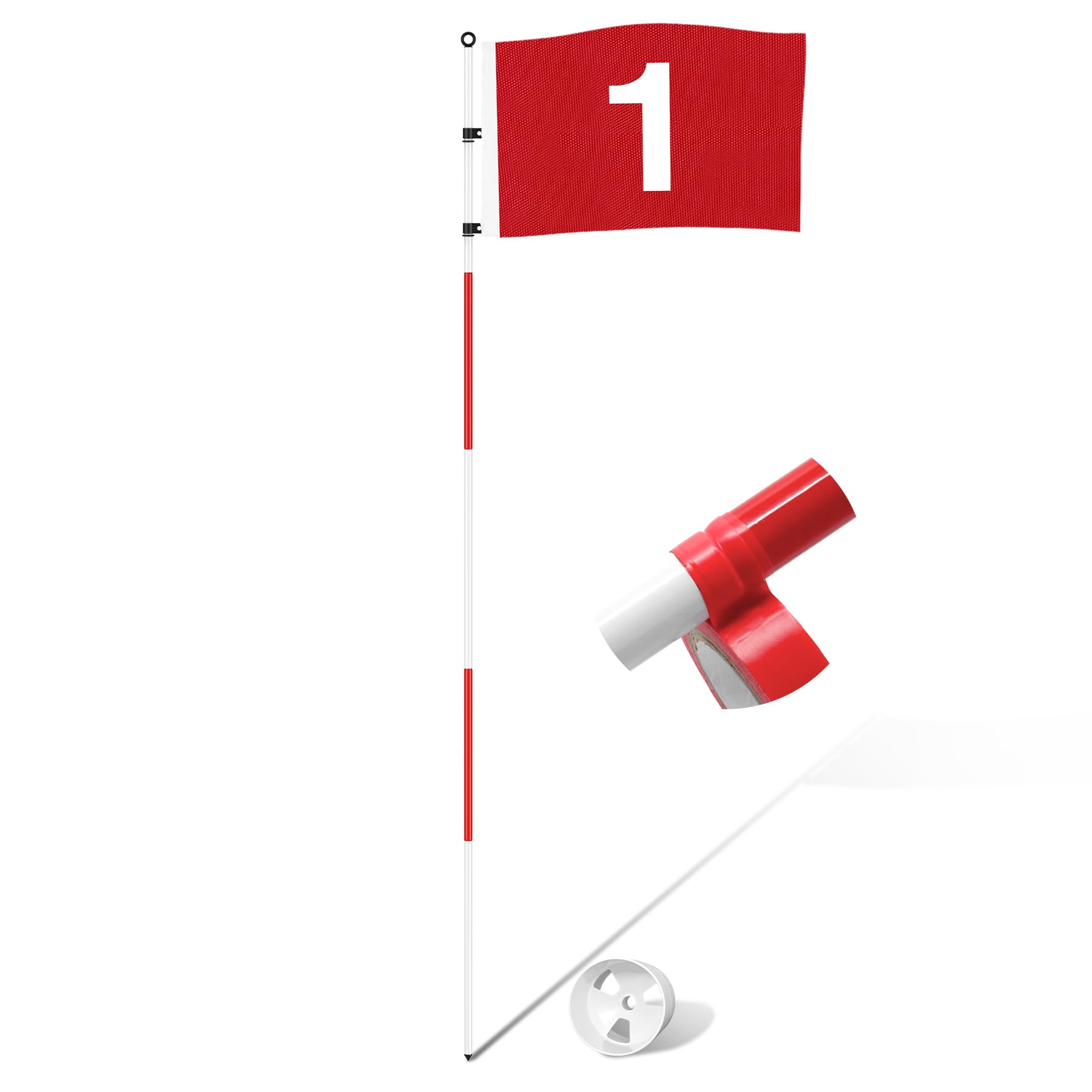 Kingtop Golf Pin Flags Basic, Practice Putting Green Flagstick Hole Cup Set, Golf Flag Stick For Driving Range  Backyard  Indoor