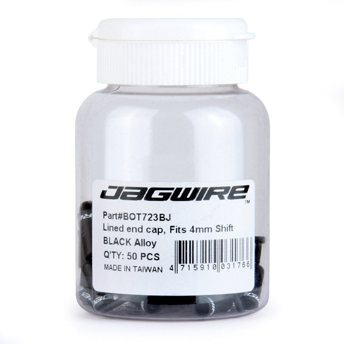 Jagwire Embout de Gaines Gears Extended - 50 Pieces, End caps Lined - 4mm Shift - Black - Alloy (50pcs) - WS, Black