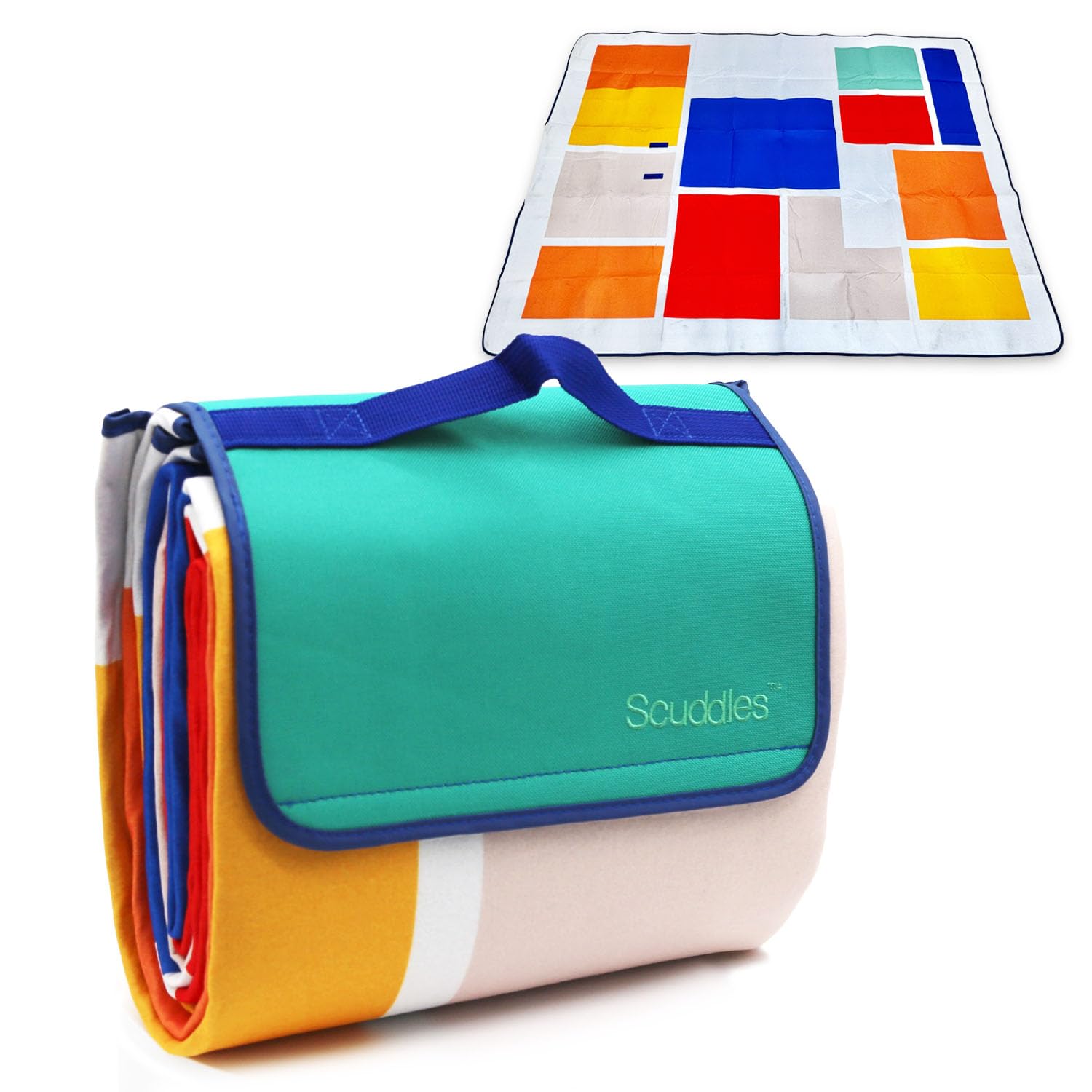 Scuddles Extra Large Picnic Blanket - 79 X 59 Waterproof Outdoor Mat With 3-Layer Comfort Design, Easy Fold & Carry Strap For Be