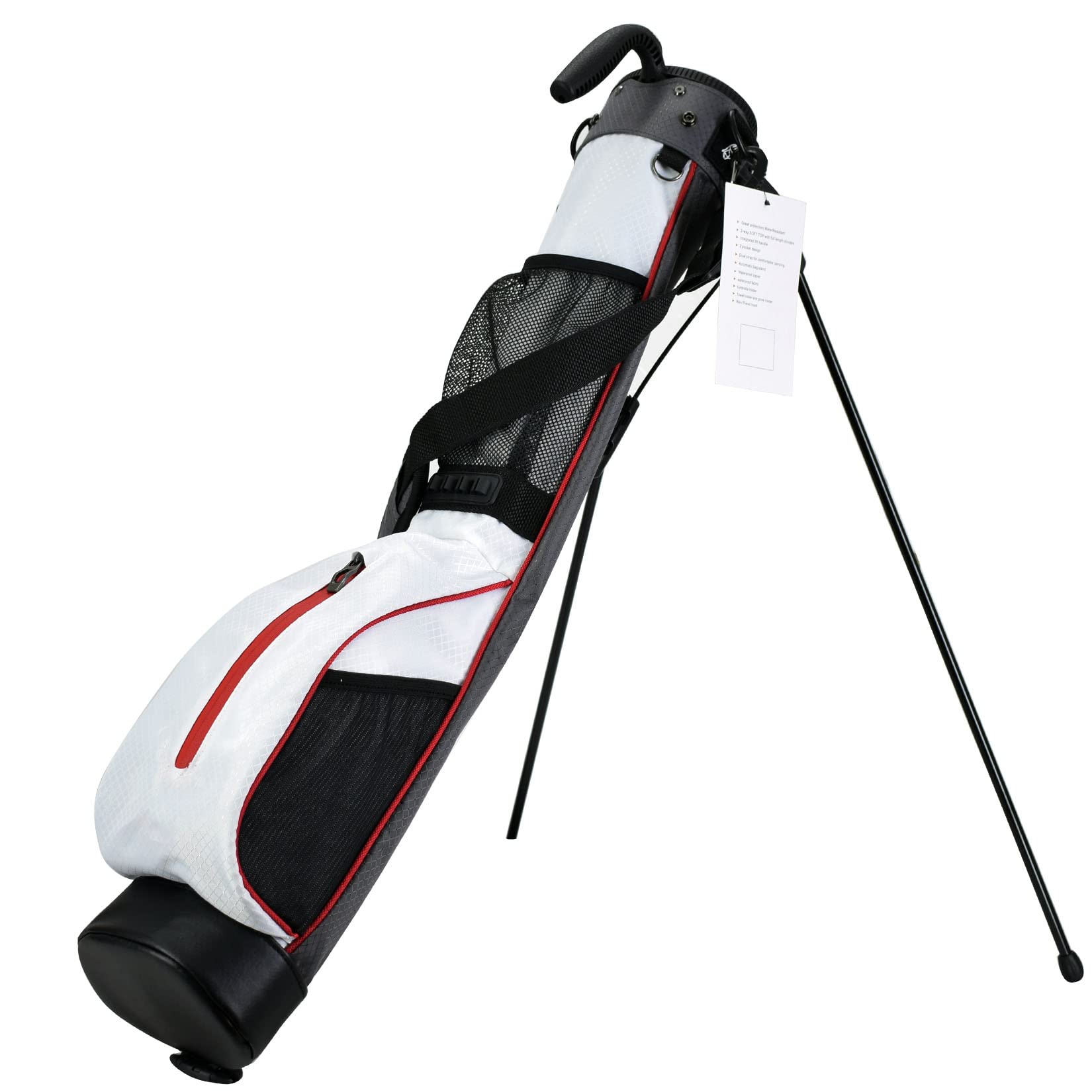 LAISUNTIM Golf Stand Bag Retractable, Portable Golf Bag with 2 Way Divider and Dual Straps, Waterproof Wear-Resistant Durable Fa