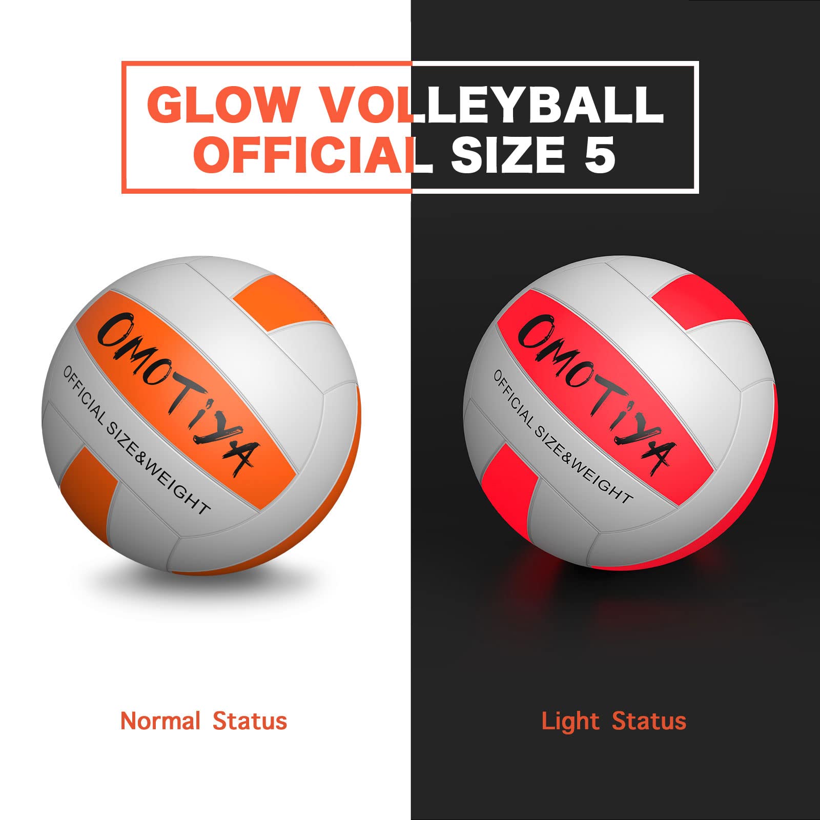 Omotiya Glow In The Dark Volleyball, Led Light Up Volleyball, Outdoor Volleyball Gifts For Boys And Girls, Night Glowing Ball, S