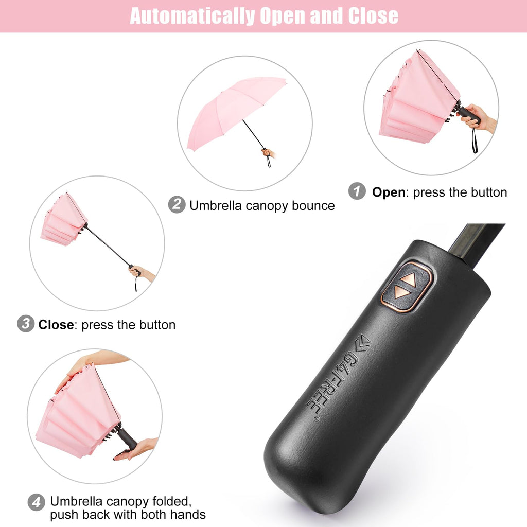G4Free 54 Inch Large Golf Umbrella Compact Automatic Open Close (Pink)