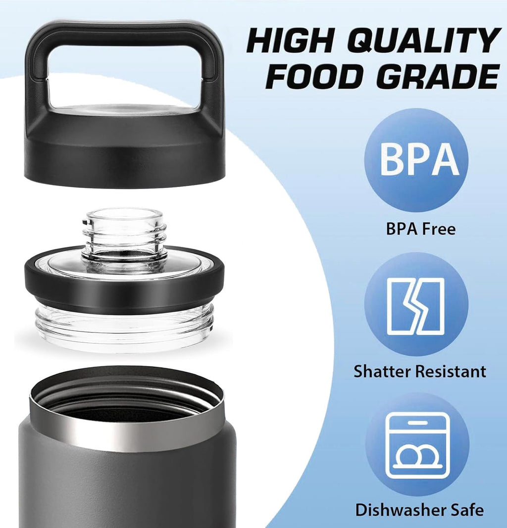 Replacement Lid Chug Cap For Yeti Rambler Bottle, Screw Top Lid Replacement Fits For 18Oz/ 26Oz/ 36Oz/ 64Oz Cap Cover Water Bott