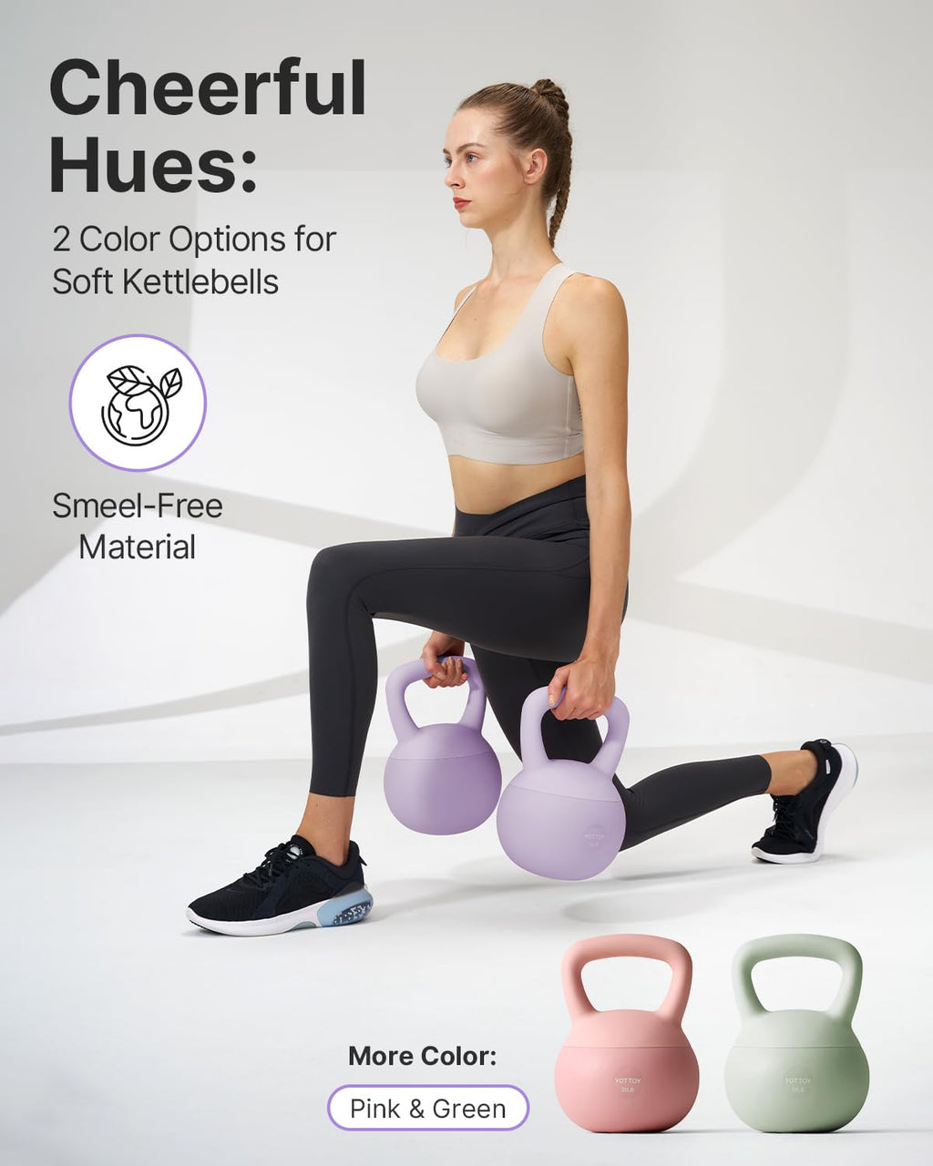 YOTTOY Soft Kettlebell,Kettlebell Anti-Slip Grip Weight for Home Workouts, Kettlebells Set Strength and Safety Guaranteed (Purpl