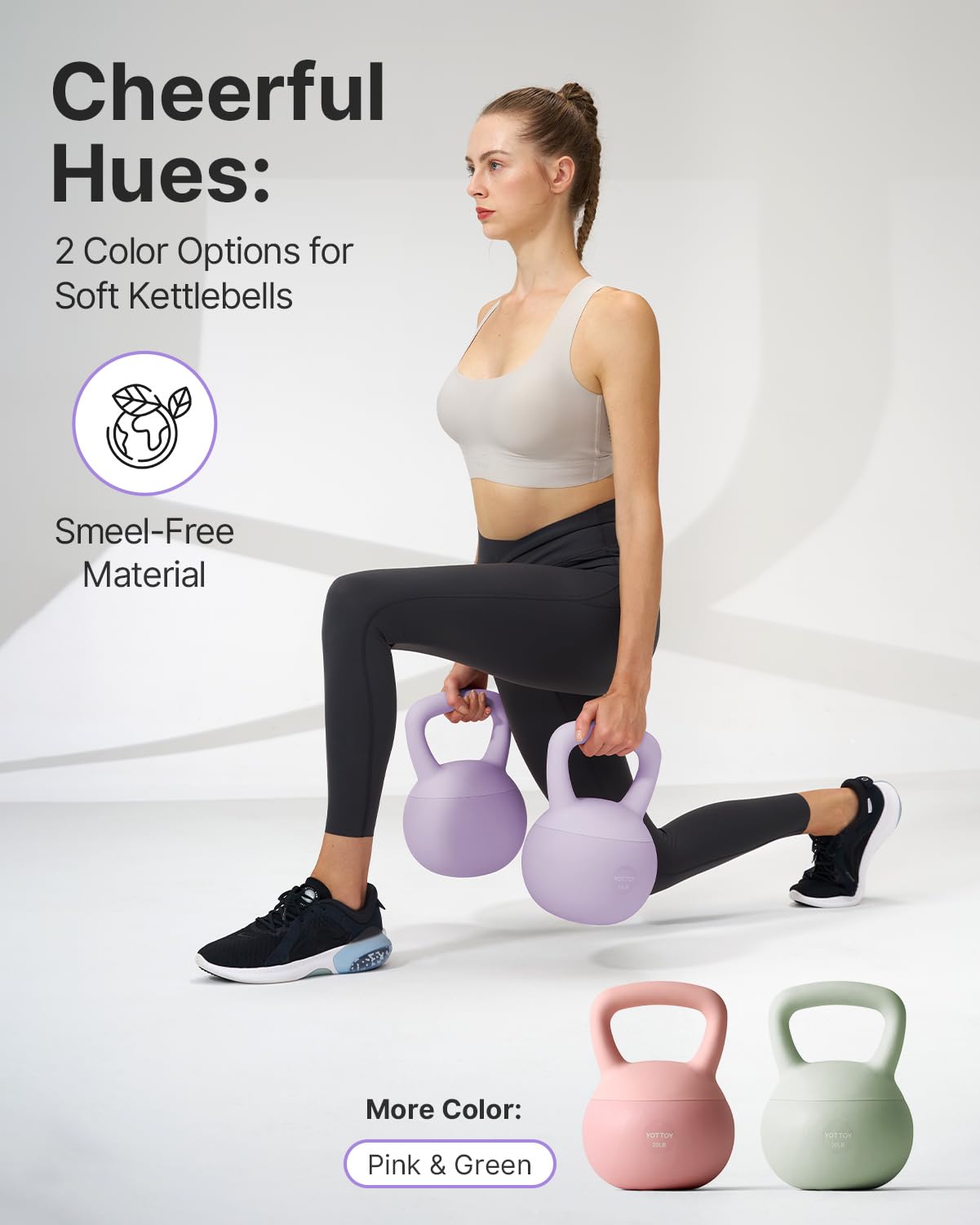 YOTTOY Soft Kettlebell,Kettlebell Anti-Slip Grip Weight for Home Workouts, Kettlebells Set Strength and Safety Guaranteed (Purpl