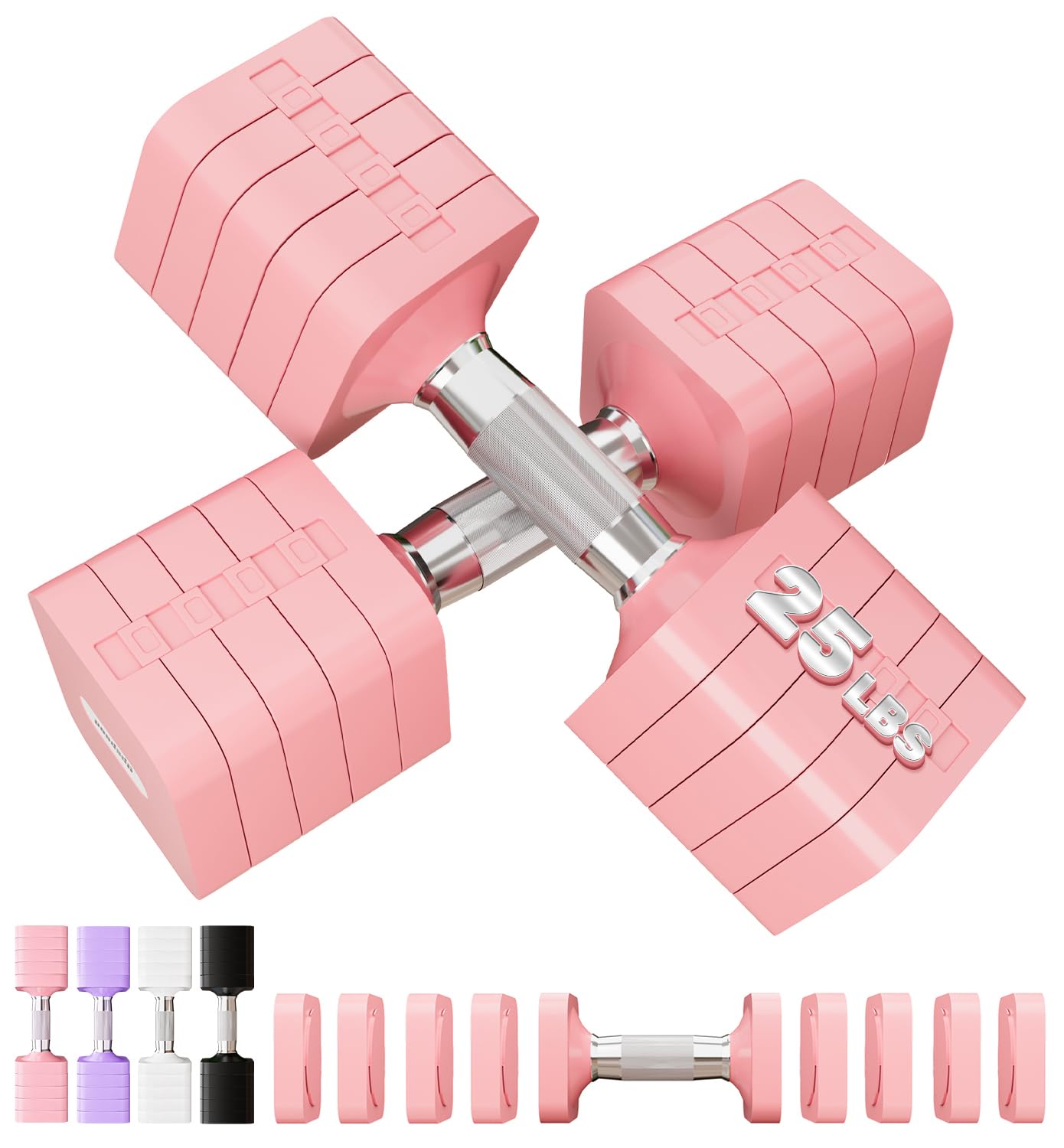 50 LB dumbbells Set 5 in 1 Adjustable Hand Weights Sets for Women Men Free Weights Dumbbell Sets Adjust Dumbbell Weight Set for 