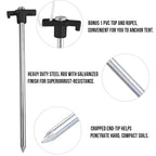 Abccanopy 11 Inch Tent Stakes 10 Pcs Non-Rust Metal Ground Anchors, Heavy Duty Spikes With 4 Ropes For Outdoor Camping, Black