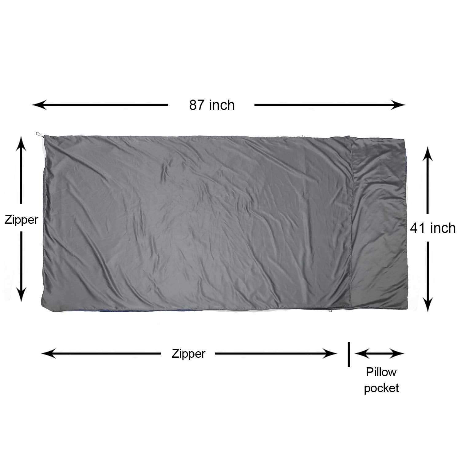 Browint Sleeping Bag Liner With All Around Two-Way Zipper, Travel Sheet With Pillow Pocket, 87''X41'' Extra Wide Travel Sleep Sh