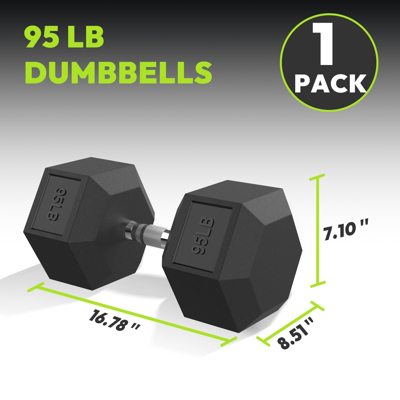 Hex Dumbbell Rubber Encased Dumbbell Strength Training Hex Dumbbell, Hand Weight For Workout & Exercise 95 Lb