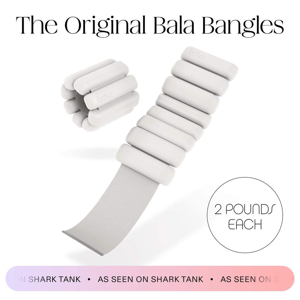Bala Bangles Wrist & Ankle Weights for Women & Men (Bone) - 2 Pound Adjustable Silicone Weighted Bracelet Set for Gym, Yoga, Pil