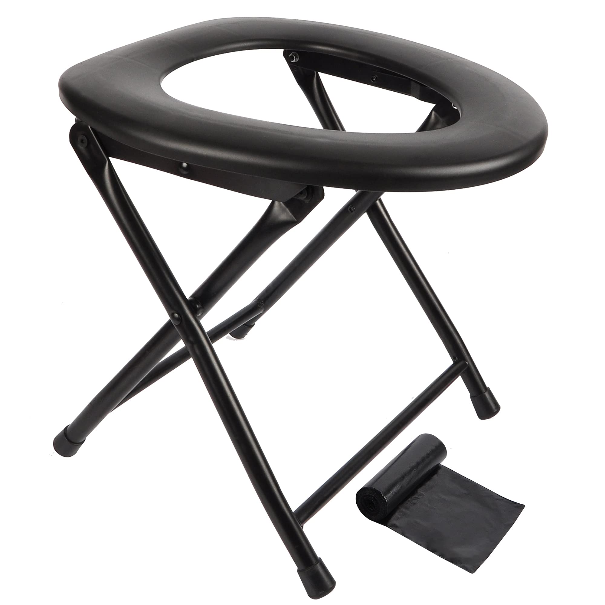 Hxsemayig Portable Toilet Seat, Stainless Steel Emergency Toilet, Folds Camping Toilet Seat, Convenient For Camping, Travel & Em