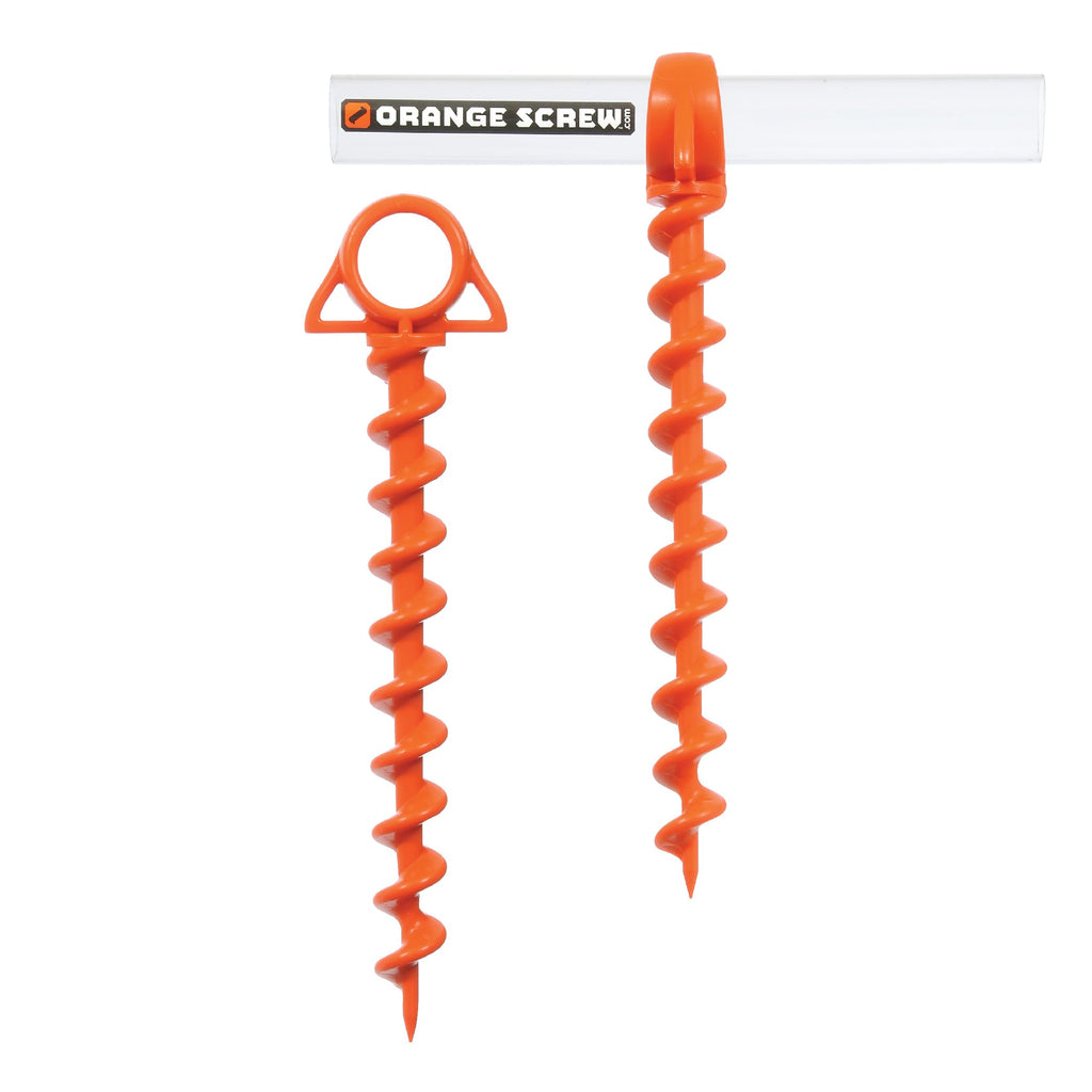 Orange Screw: The Ultimate Ground Anchor  Large 2 Pack Tent Stakes  Made In Usa (Orange)
