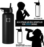 Iron Aflask Carabiner Straw Lid For Wide Mouth Insulated Sports Water Bottles, Simple Bpa Free, 2 Lids, 4 Straws, 2 Cleaning Bru