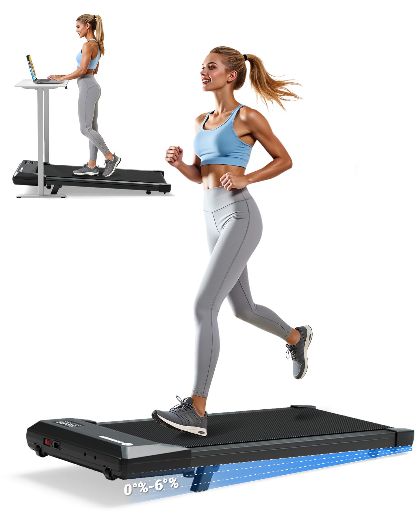 Deerrun 2025 Upgrade Walking Pad - Raceable Smart Under Desk Treadmill With Rewards Program, Quick Setup, 2.5Hp, App/Remote Cont