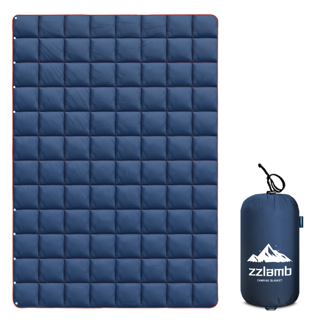 Zzlamb Packable Camping Blanket For Adults Down Alternative, Water-Repellent Compact Lightweight Soft Puffy Blanket, Warm Quilt