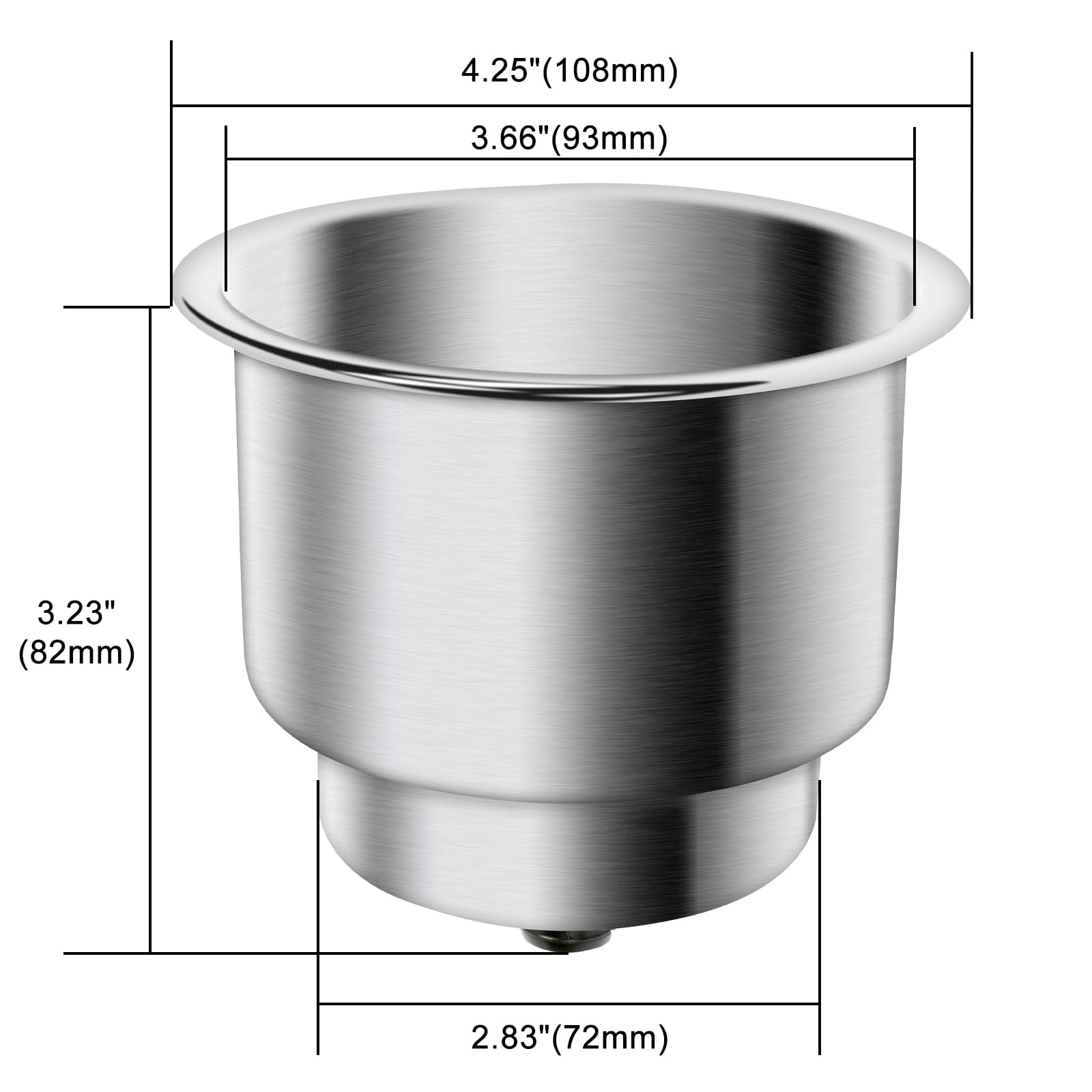 Amarine Made 4Pcs Stainless Steel Cup Drink Holder With Drain For Marine Boat Rv Camper