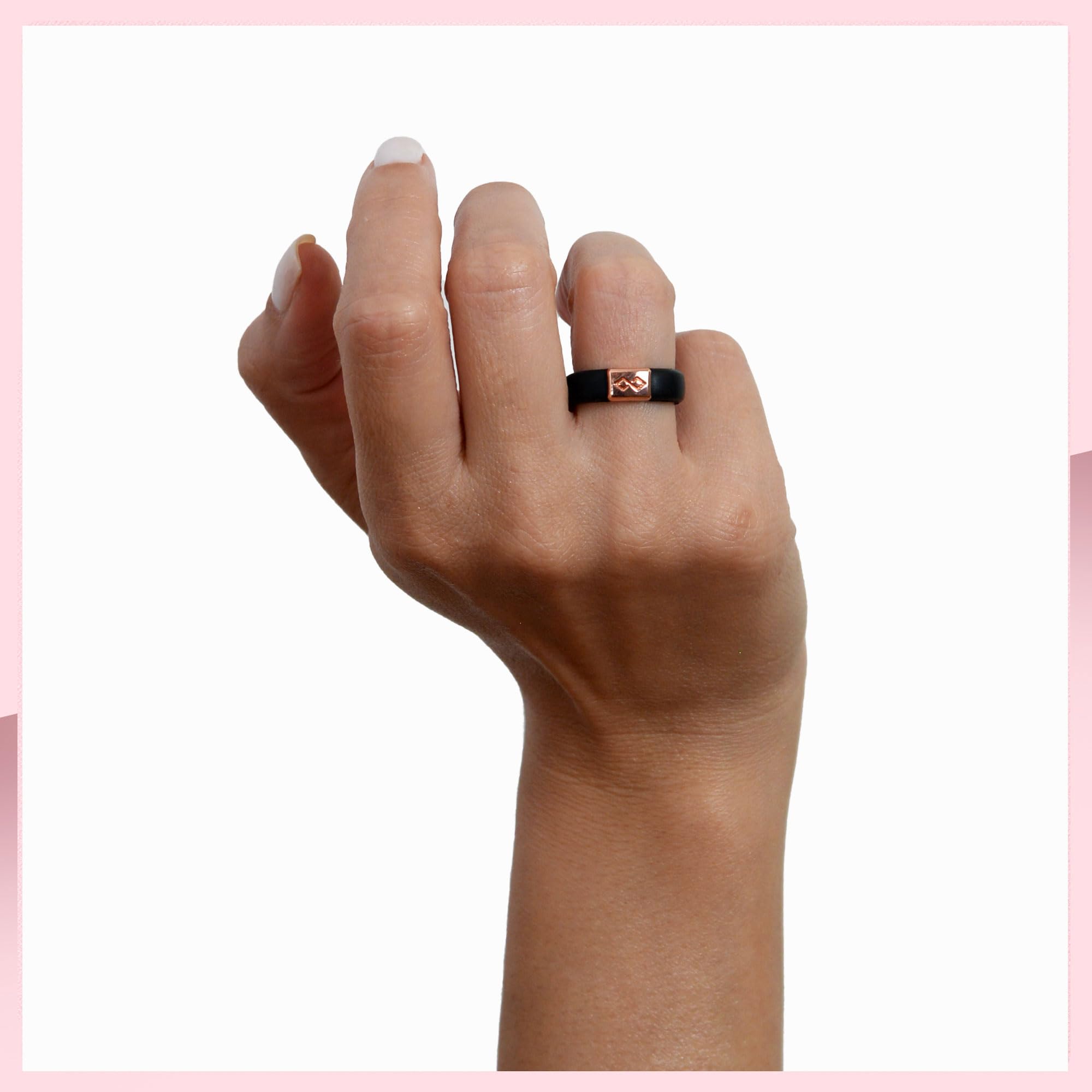 Rinfit Silicone Rings For Women - Silicone Wedding Bands Women - Infinity Ring With Metal Plate - Rubber Rings Women - Metalnfin