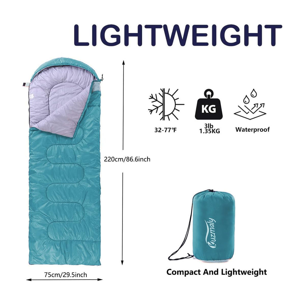 Camping Sleeping Bag 3 Seasons Lightweight &Waterproof With Compression Sack Camping Sleeping Bag Indoor & Outdoor For Adults &