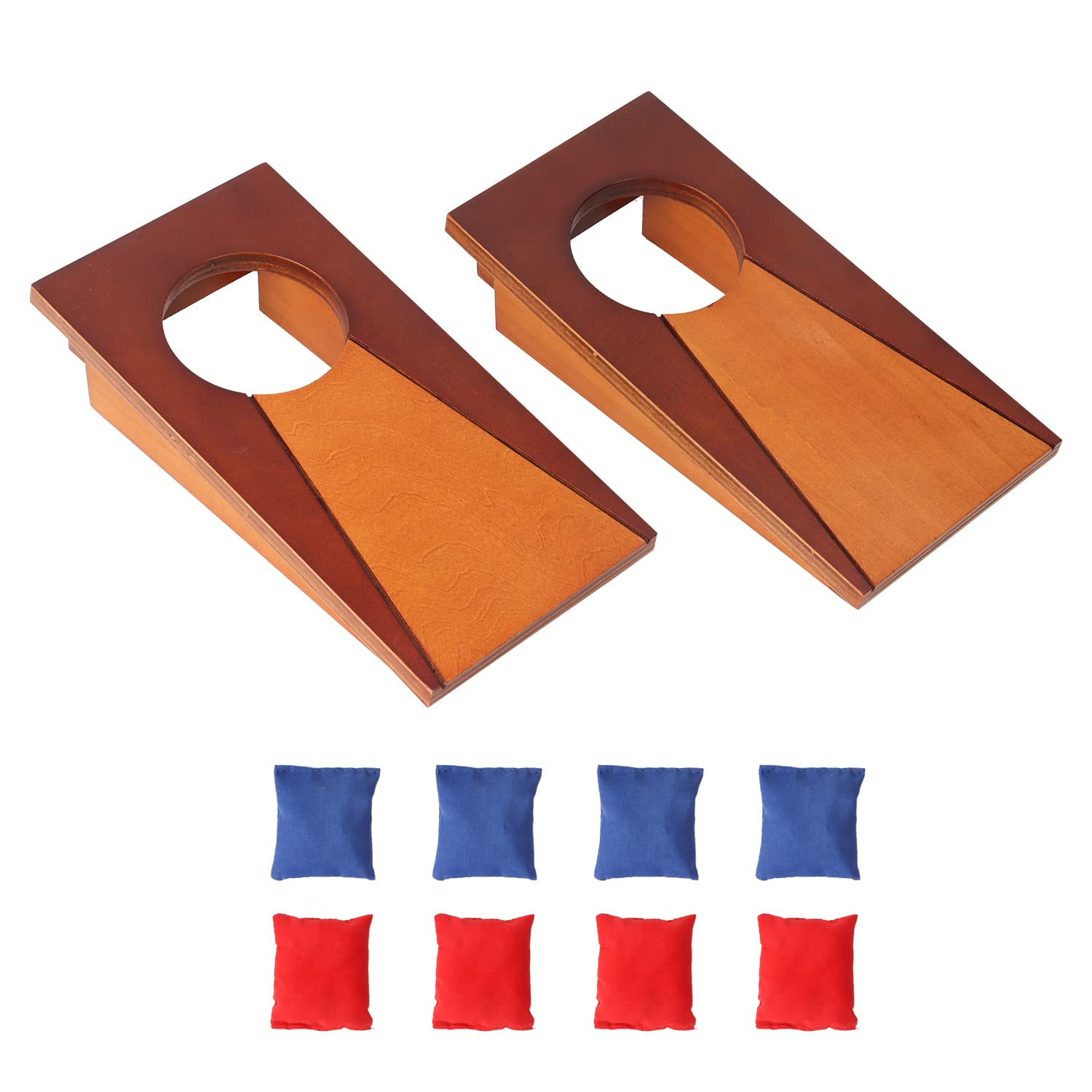 Gse Mini 10''X5'' Tabletop Cornhole Toss Game Set With 8 Bean Bags, Wooden Desktop Cornhole Game Set For Travel, Office Desk. Mi