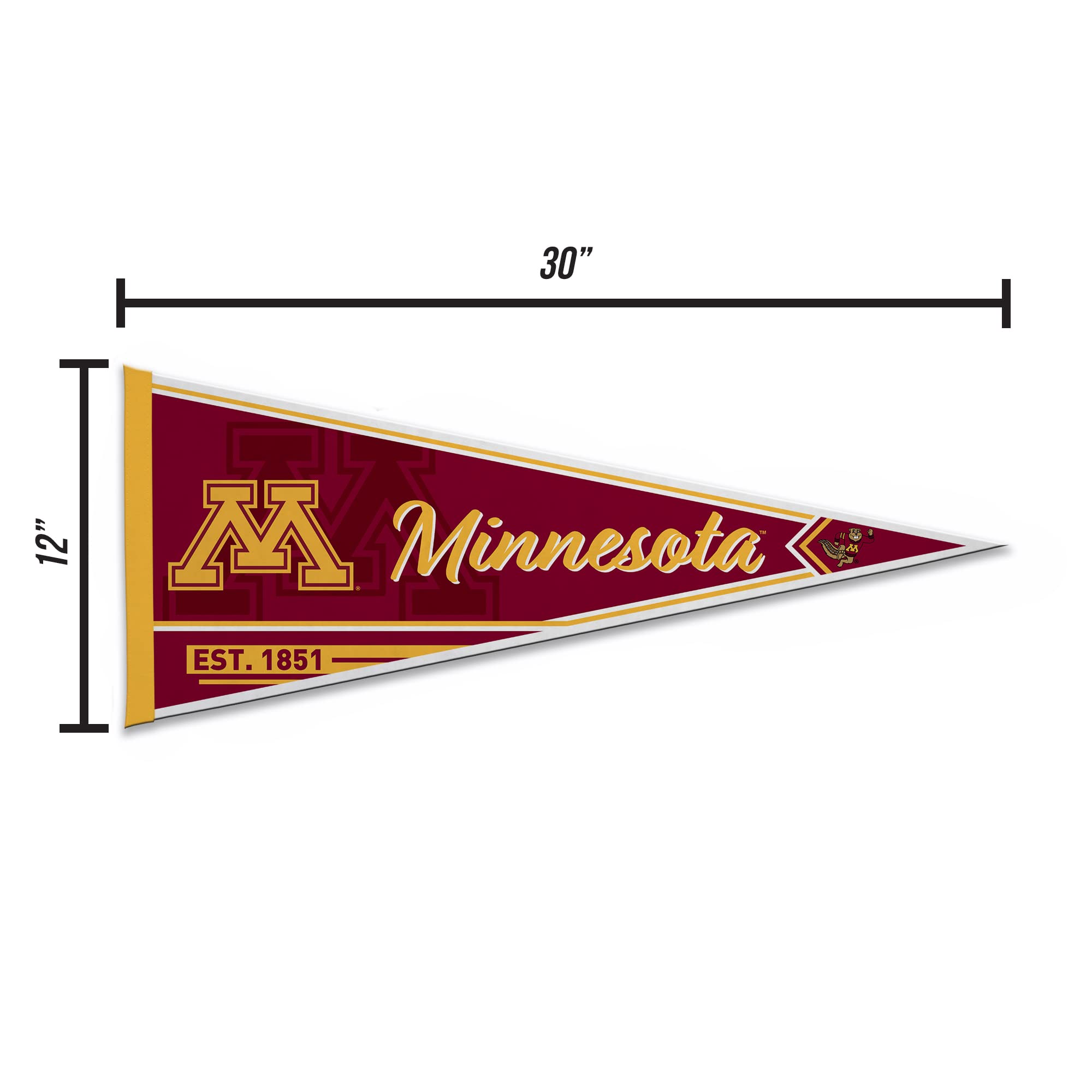 Rico Industries Ncaa Minnesota Golden Gophers Classic 12'' X 30'' Felt Wall D  Cor Pennant - Great For Home/Bed Room/Man Cave D