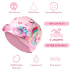 4 Pieces Swim Cap Kids Unicorn Silicone Waterproof Age 2-12 Cute Swim Caps With Goggles For Long And Short Hair Kids Children Bo