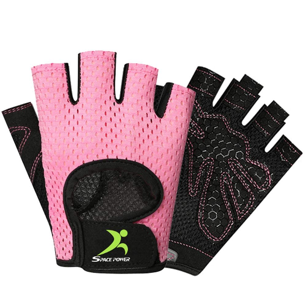 Spacepower Workout Gloves, Weight Lifting Gloves For Women&Men, Lightweight Breathable Gym Gloves For Exercise (Small, Pink)