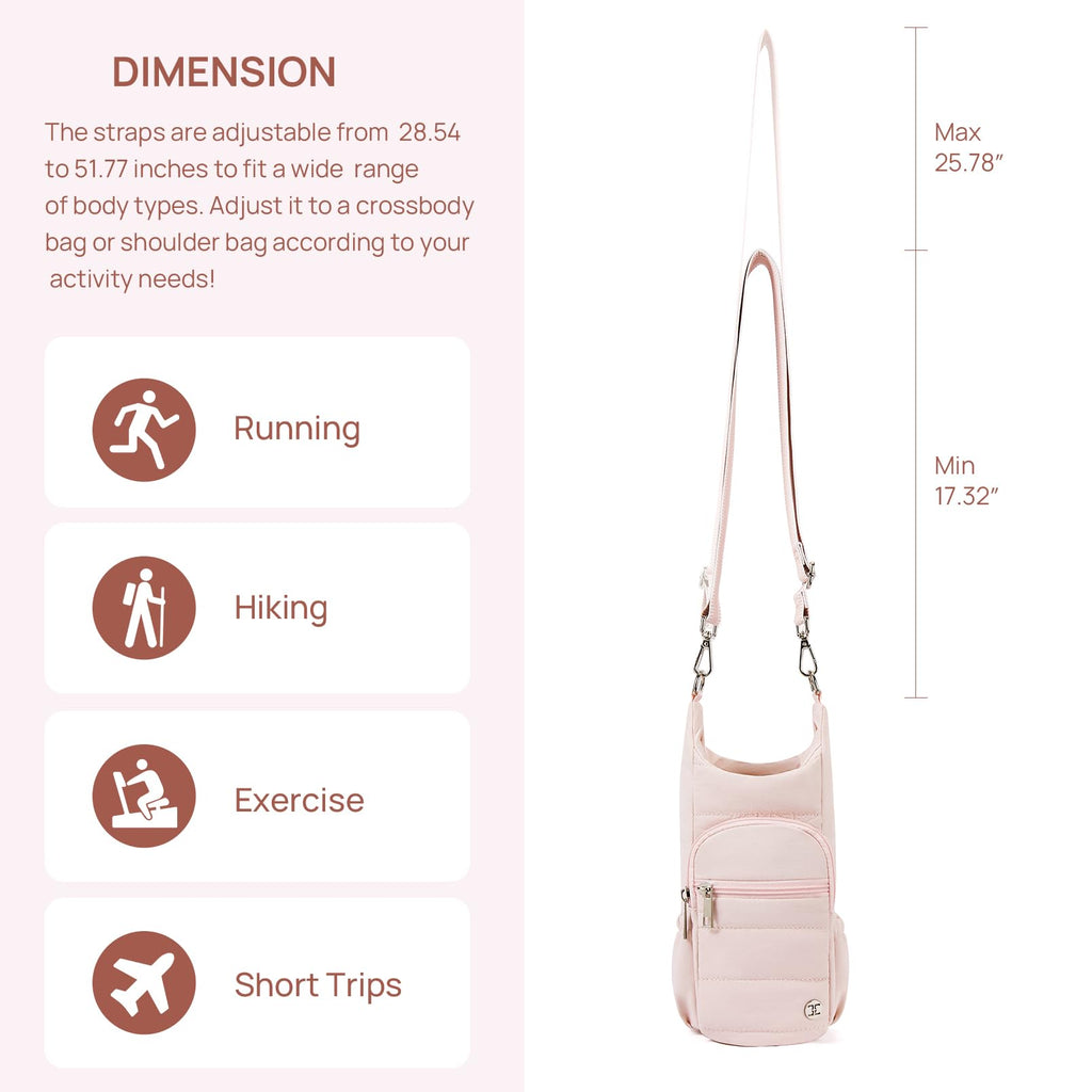 Telena Water Bottle Holder With Strap Crossbody Bags For Women For Walking, Hiking, Cycling Pink