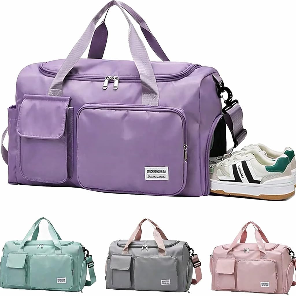 Travel Duffle Bag For Women | Sports Gym Shoulder Bag With Wet Pocket & Shoe Compartment | Weekender Overnight Travel Luggage Ba