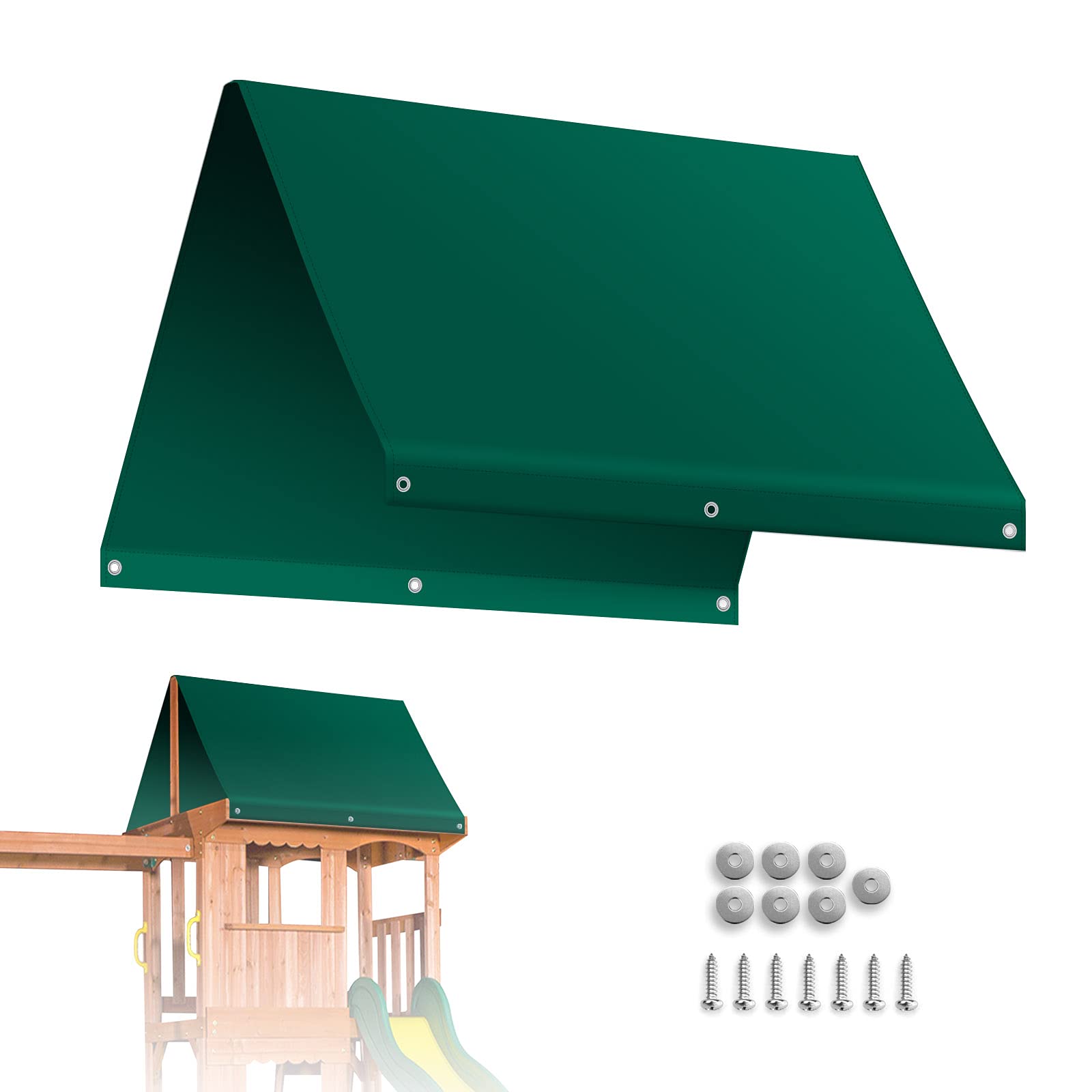 Strong Camel Replacement Swing Set Replacement Tarp for Backyard Wood Playset Swing Set -Only Backyard Playset Canopy Cover (Gre