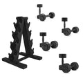 CAP Barbell 100 LB Coated 12-Sided Black Handle Dumbbell Weight Set with Vertical Rack