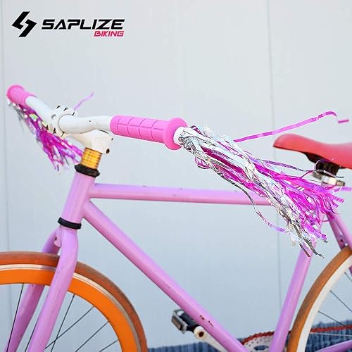 Saplize Bike Handlebar Grips, For Kids Girls Boys Bikes, Balance Bikes, Road Bikes And Scooters, Length 49, With Tassel Streamer