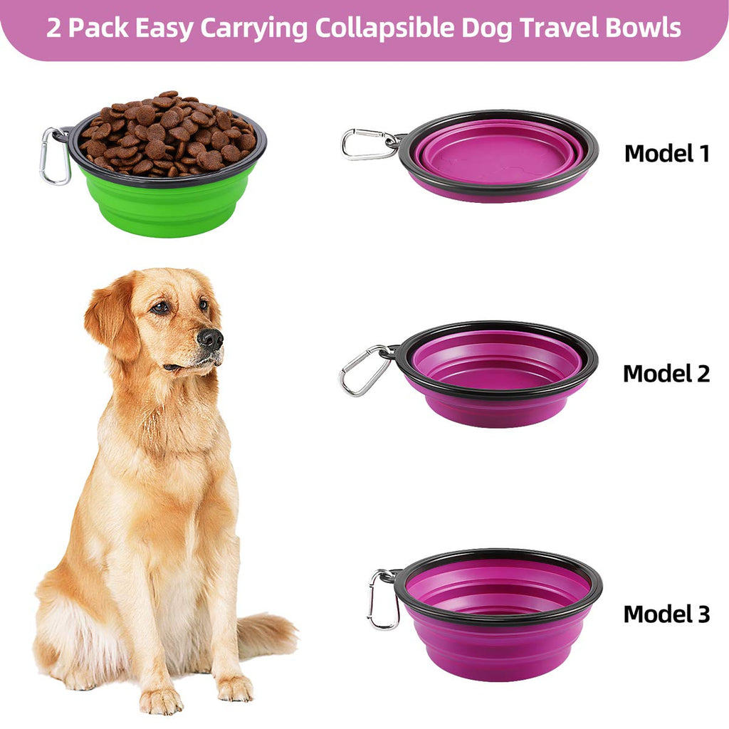 Kytely Large Collapsible Dog Bowls 2 Pack, 34Oz Foldable Dog Travel Bowl, Portable Dog Water Food Bowl With Clasp, Pet Cat Feedi