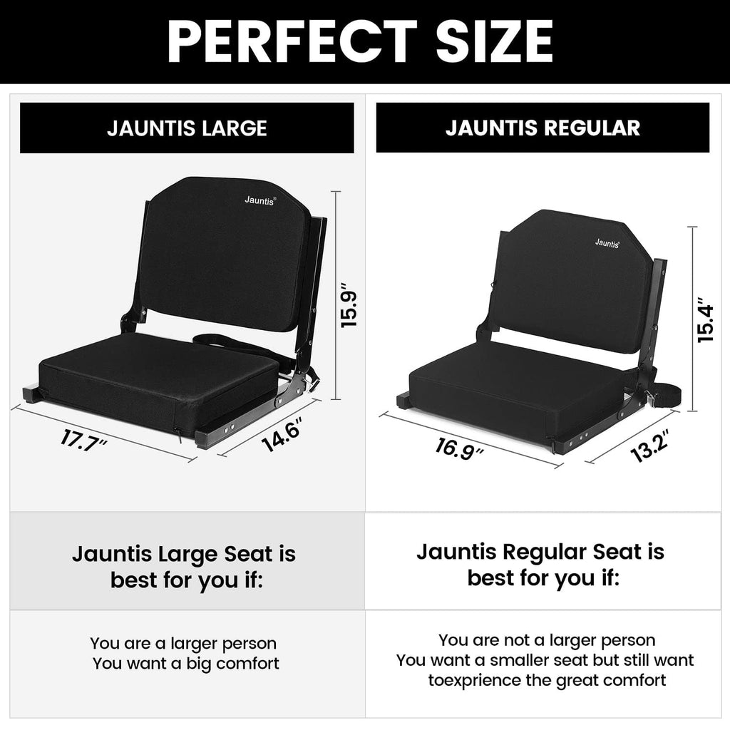 Jauntis Stadium Seats For Bleachers With Ultra Padded Comfy Foam Cushion, Wide Portable Stadium Chairs With Back Support And Sho