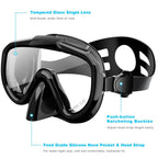 Snorkel Set, Dry Top Snorkeling Gear For Adults, Panoramic Anti-Leak And Anti-Fog Tempered Glass Lens, Adults Adjustable Snorkel