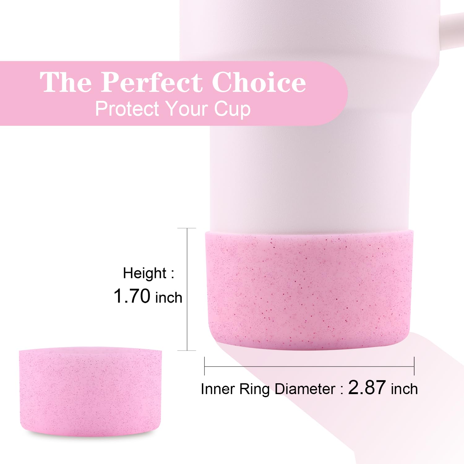 Worbss 2Pack Pink Glitter Silicone Boot Sleeve For Stanley Cup 40Oz Accessories For Hydro Flask 18-24Oz Or More Wide Mouth Water