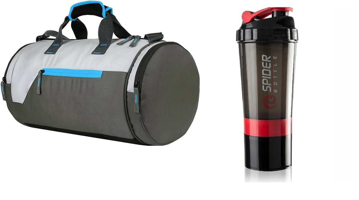 Leosportz Duffel Shoulder Gym Bag  23L, Blue, Polyester, Medium, Gym Bag + Shaker